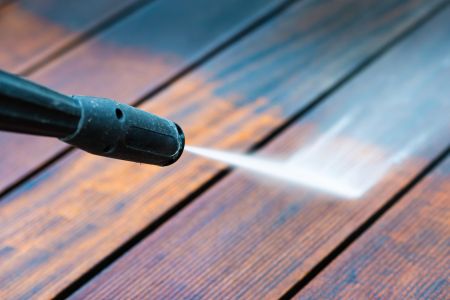 Deck cleaning and staining